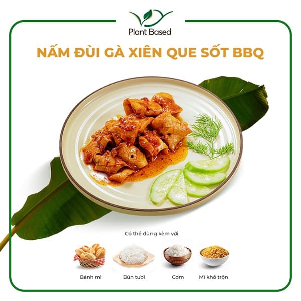 Nấm Ðùi Gà Xiên Que Sốt BBQ - VY Plant Based - Túi 120g