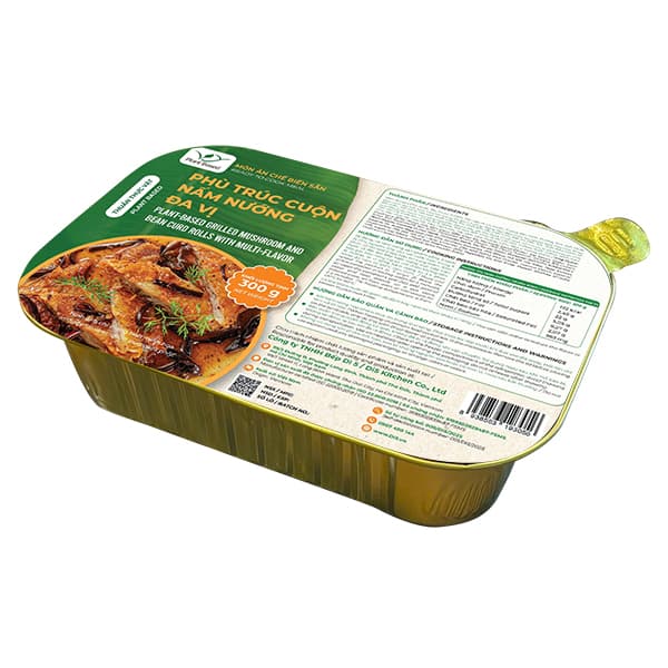 Plant-based Grilled Mushroom and Bean curd Rolls with Spices - VY Plant Based - Alu Canned 300g